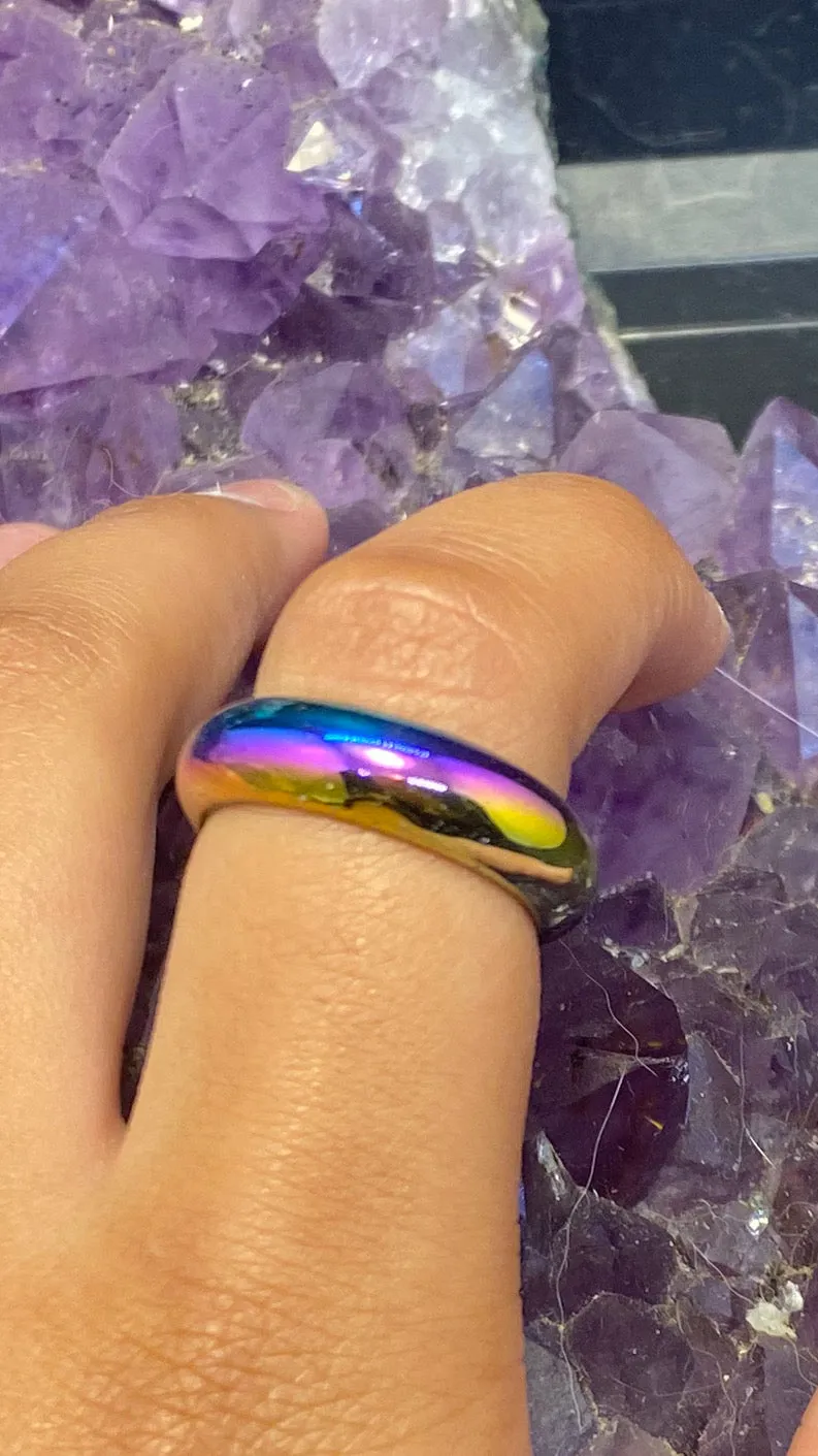 Hematite Rainbow Dome Band Ring