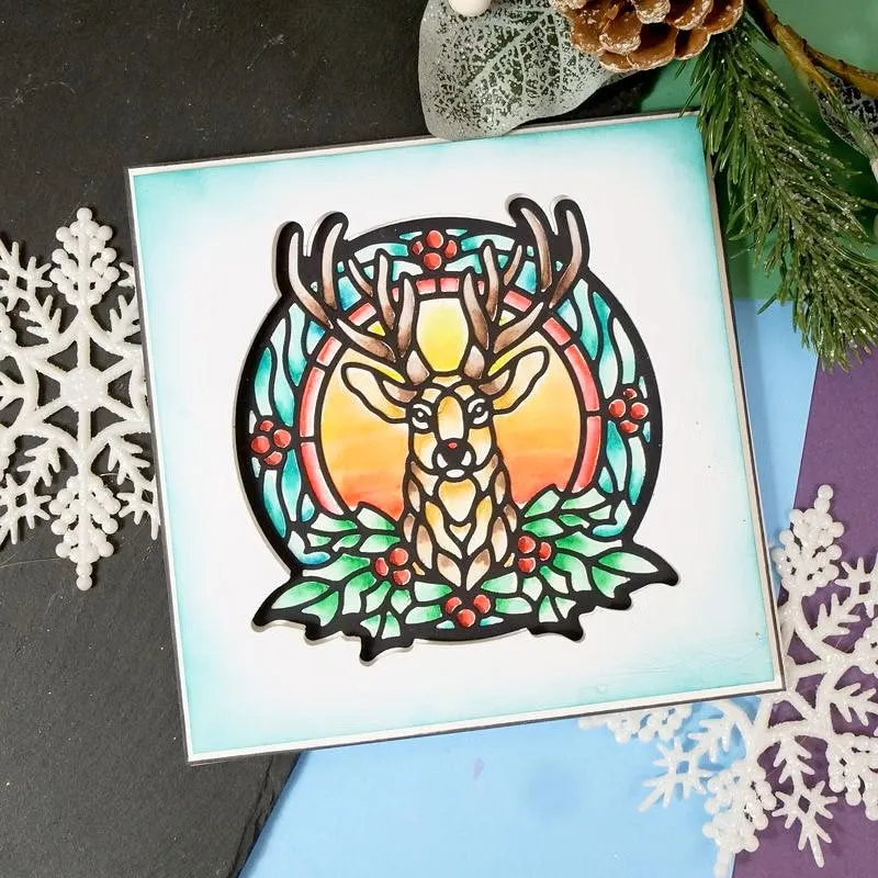 Hunkydory Moonstone Dies - Stained Glass Festive Reindeer