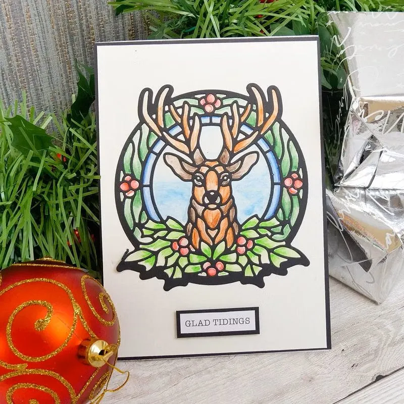 Hunkydory Moonstone Dies - Stained Glass Festive Reindeer