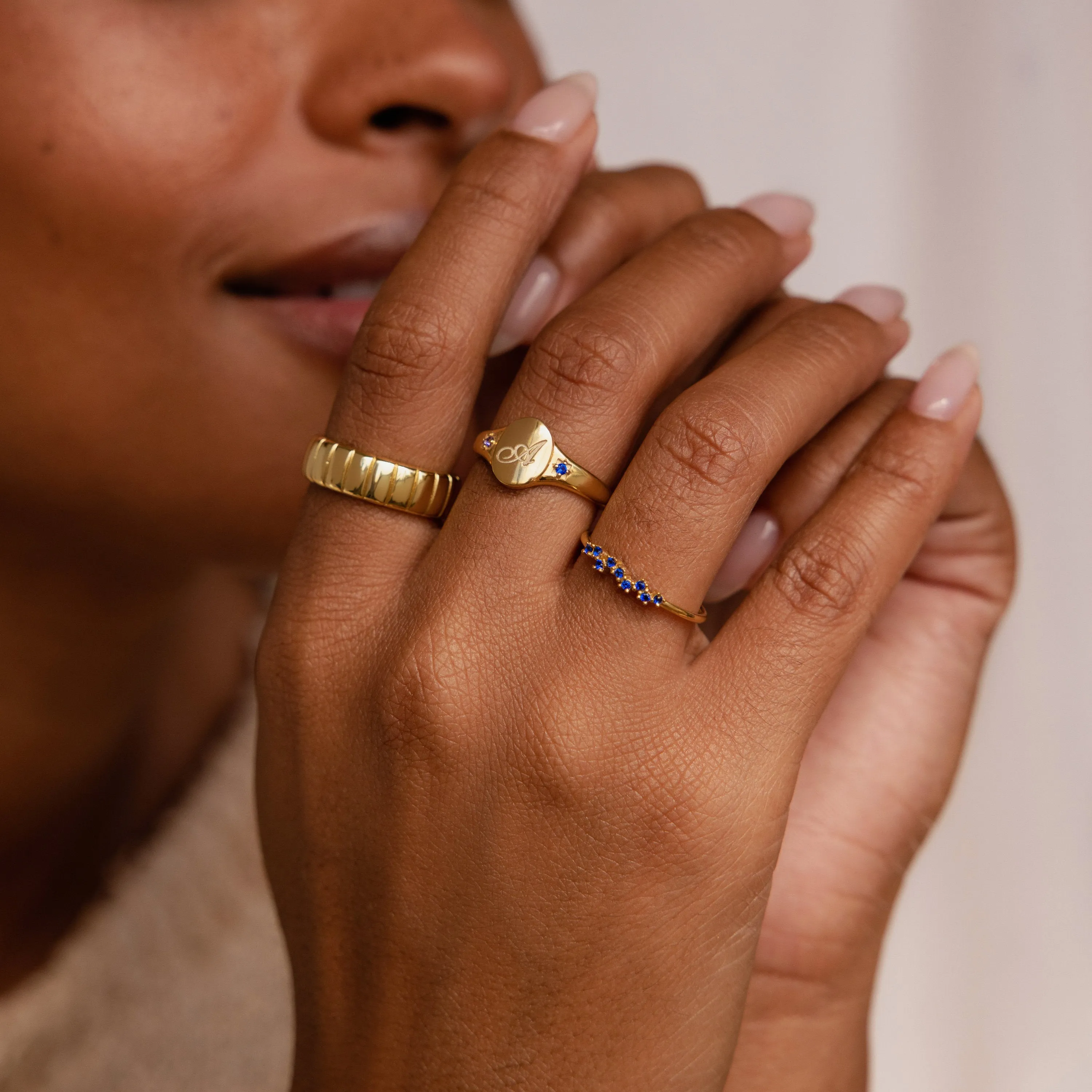 Initial Birthstone Signet Ring