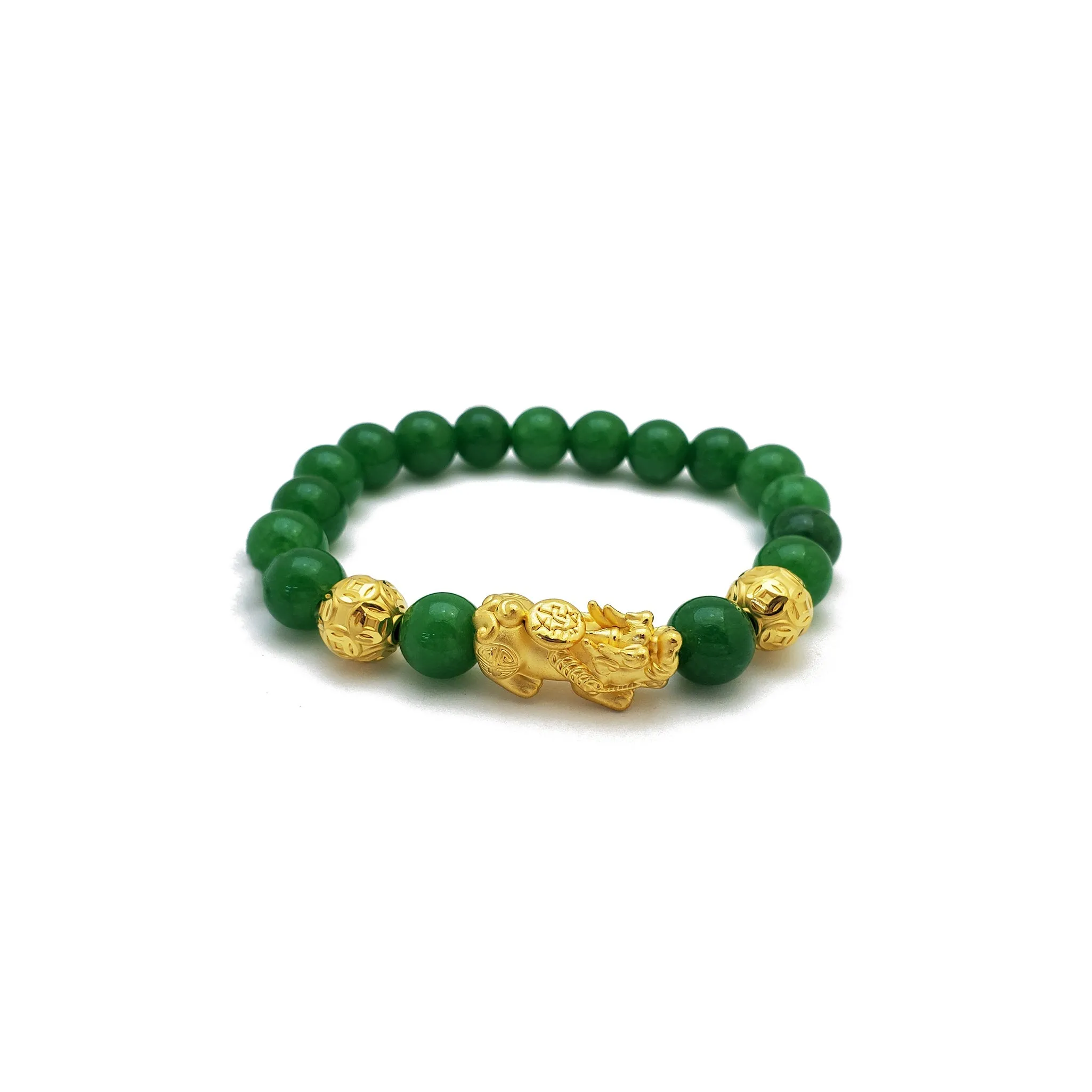 Jade Beaded Pixiu Bracelet (24K)