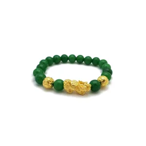 Jade Beaded Pixiu Bracelet (24K)