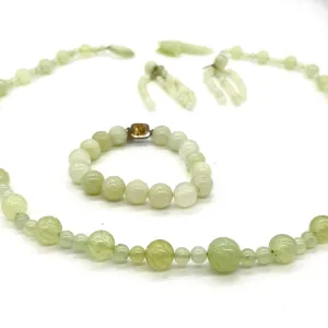 Jade Necklace, Bracelet, & Earrings Set (as-is)