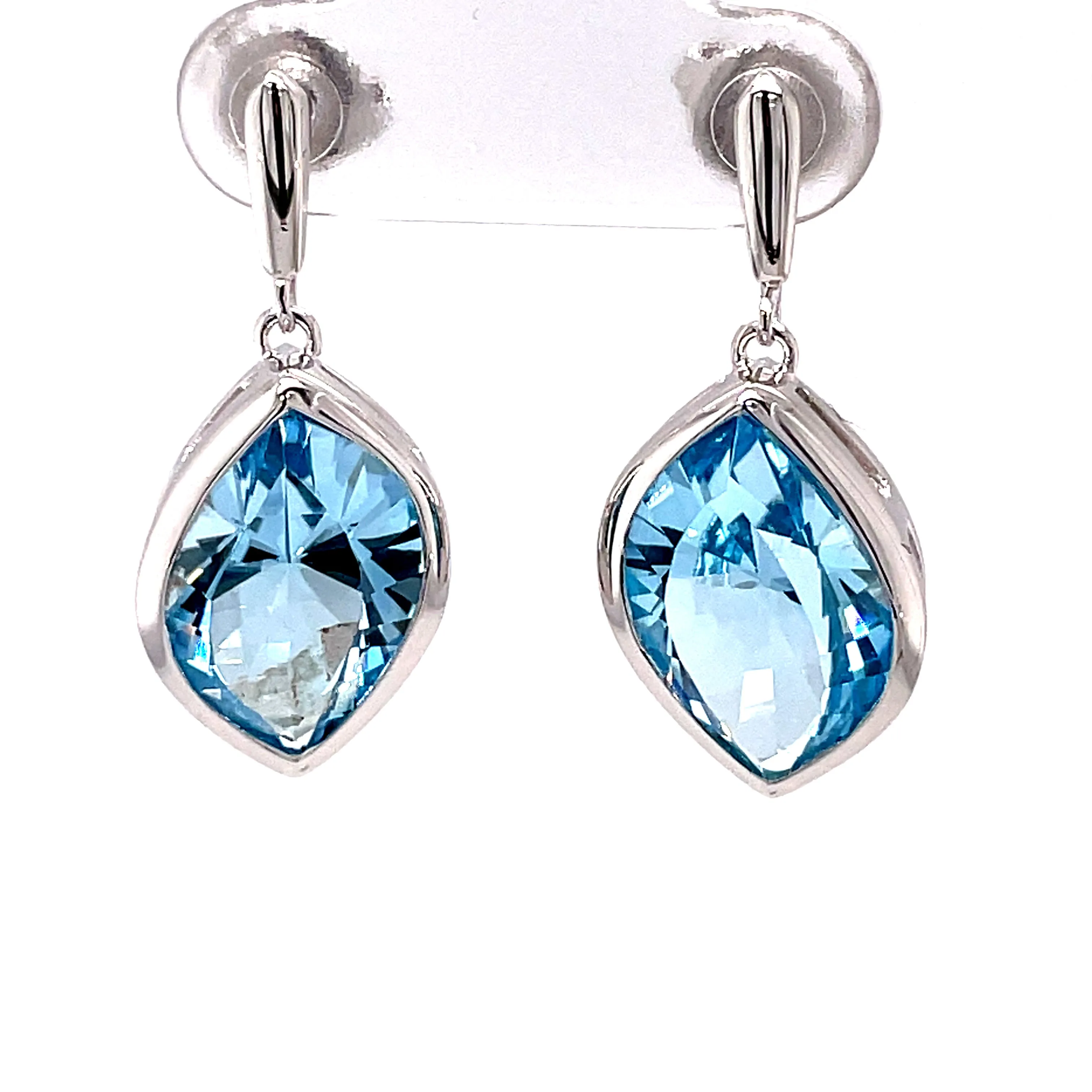 Kaleidoscope Large laser Cut Blue Topaz Drop Stud Earring