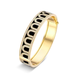 L'Arc de DAVIDOR Bangle GM, 18k Yellow Gold with Lacquered Ceramic and Palais Diamonds