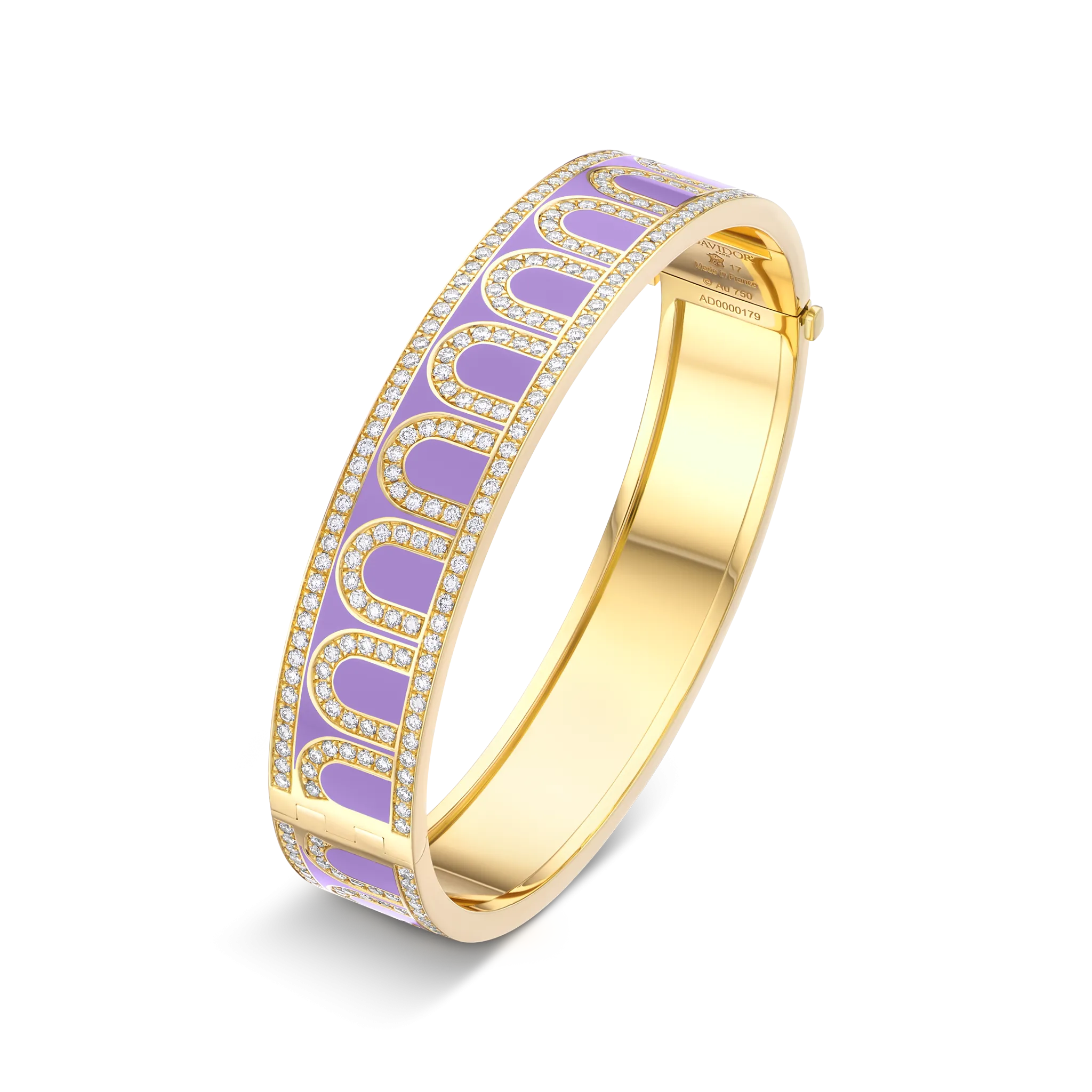 L'Arc de DAVIDOR Bangle GM, 18k Yellow Gold with Lacquered Ceramic and Palais Diamonds