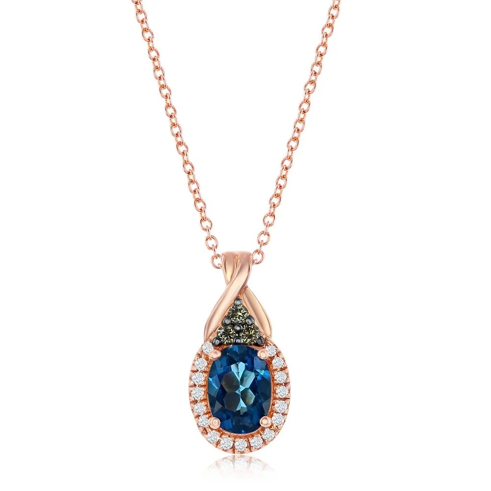 Le Vian Chocolatier Deep Sea Blue Topaz Halo Pendant