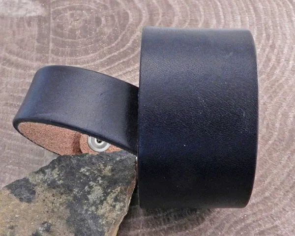 Leather Cuff Bracelet Triple Black Strap