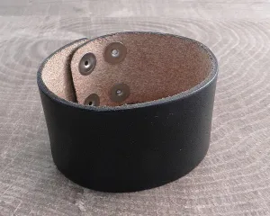 Leather Cuff Bracelet Triple Black Strap