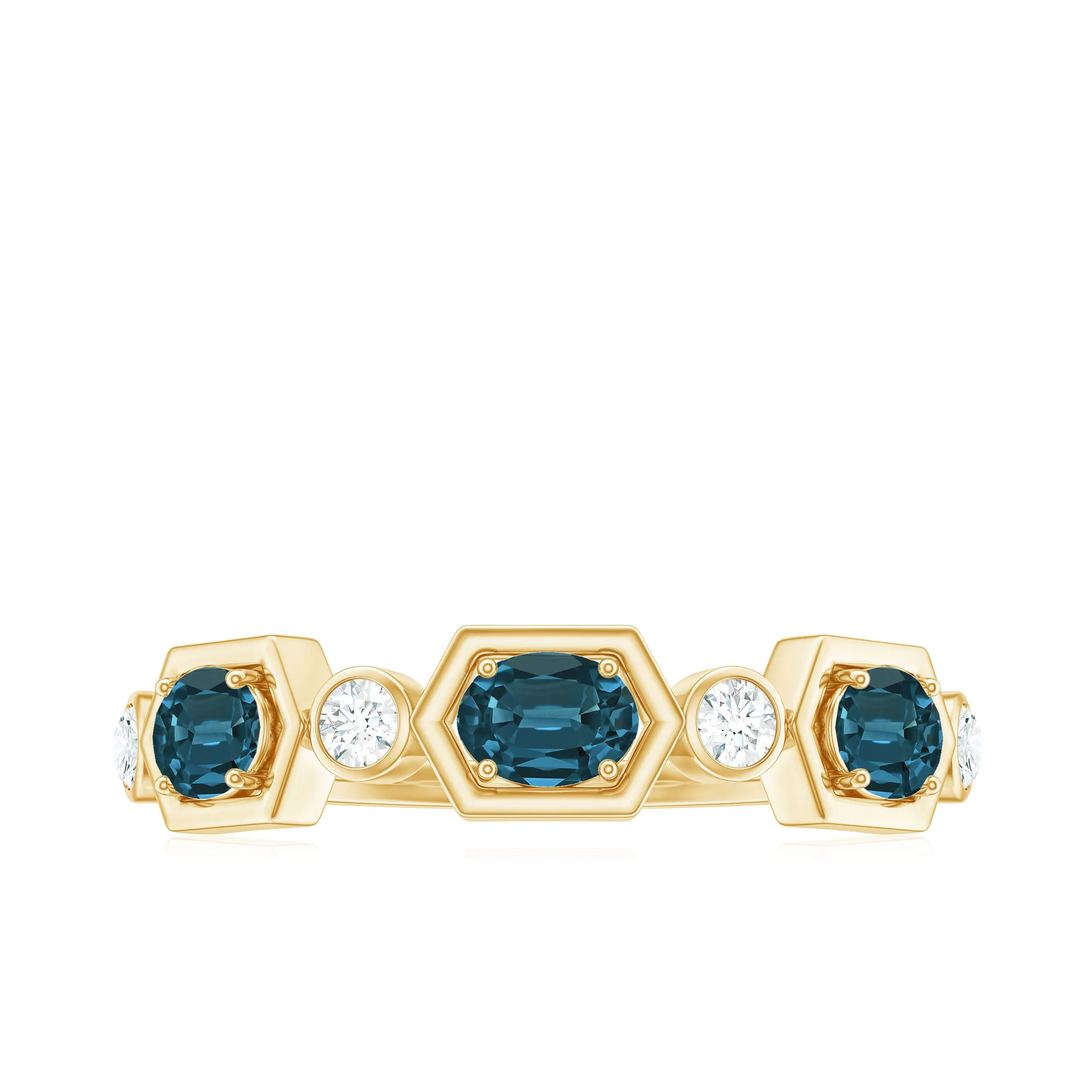 London Blue Topaz and Diamond Eternity Anniversary Band