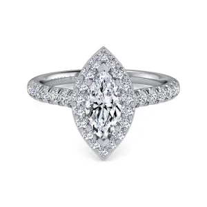 Lyla - 14K White Gold Marquise Halo Diamond Engagement Ring