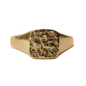 Magic Sator Square Gold Signet Ring