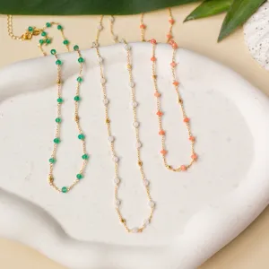 Margarita Chains - Green Onyx, Moonstone, Coral