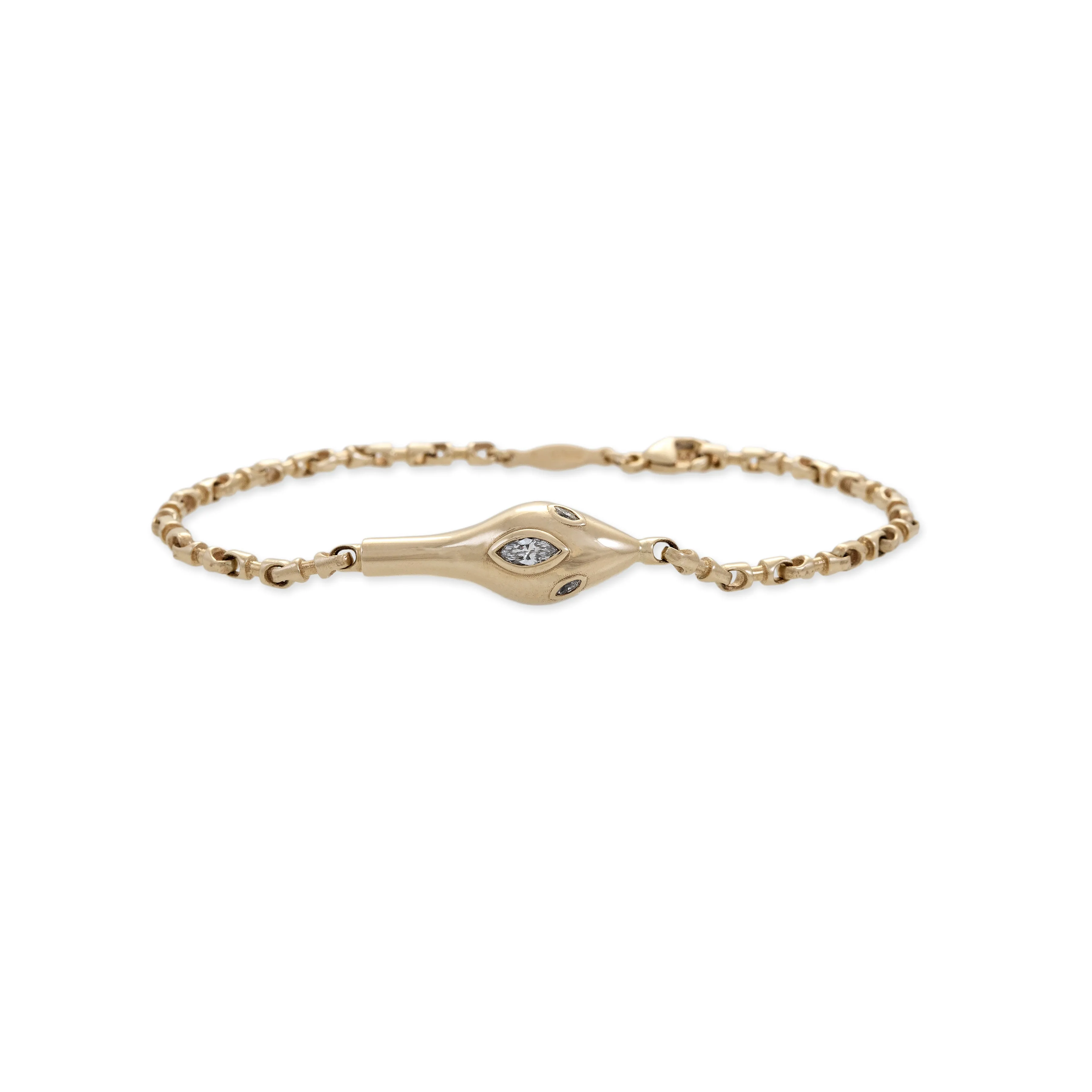 MARQUISE DIAMOND SNAKE HEAD ROLO CHAIN BRACELET