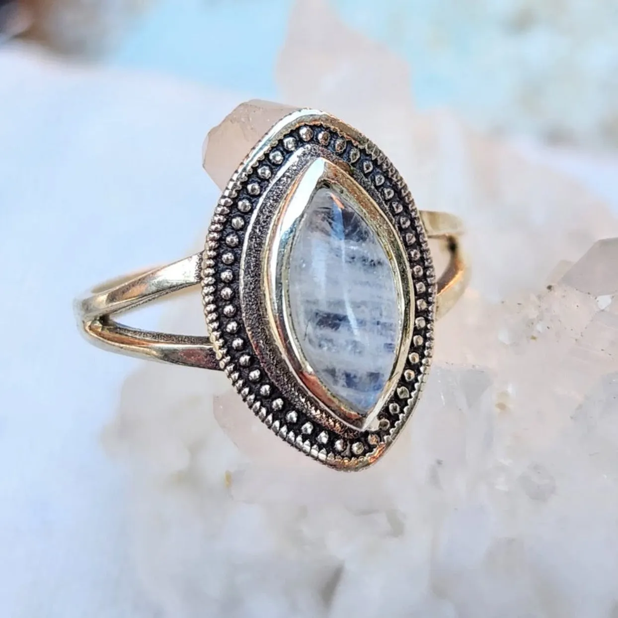 MARQUISE MOONSTONE 925 STERLING SILVER RING