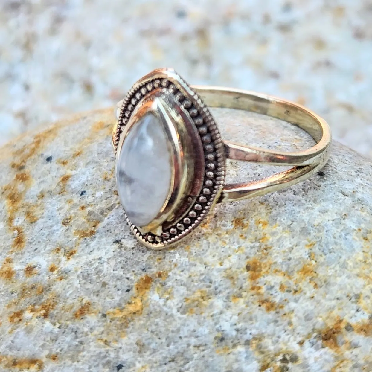 MARQUISE MOONSTONE 925 STERLING SILVER RING