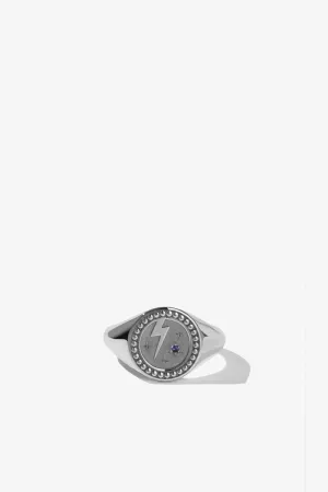 Meadowlark - Amulet Strength Signet Ring, Sterling Silver/Blue Sapphire