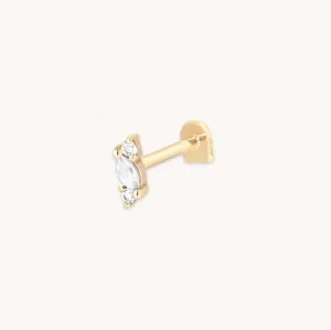 Moonstone Cluster Piercing Stud in Solid Gold