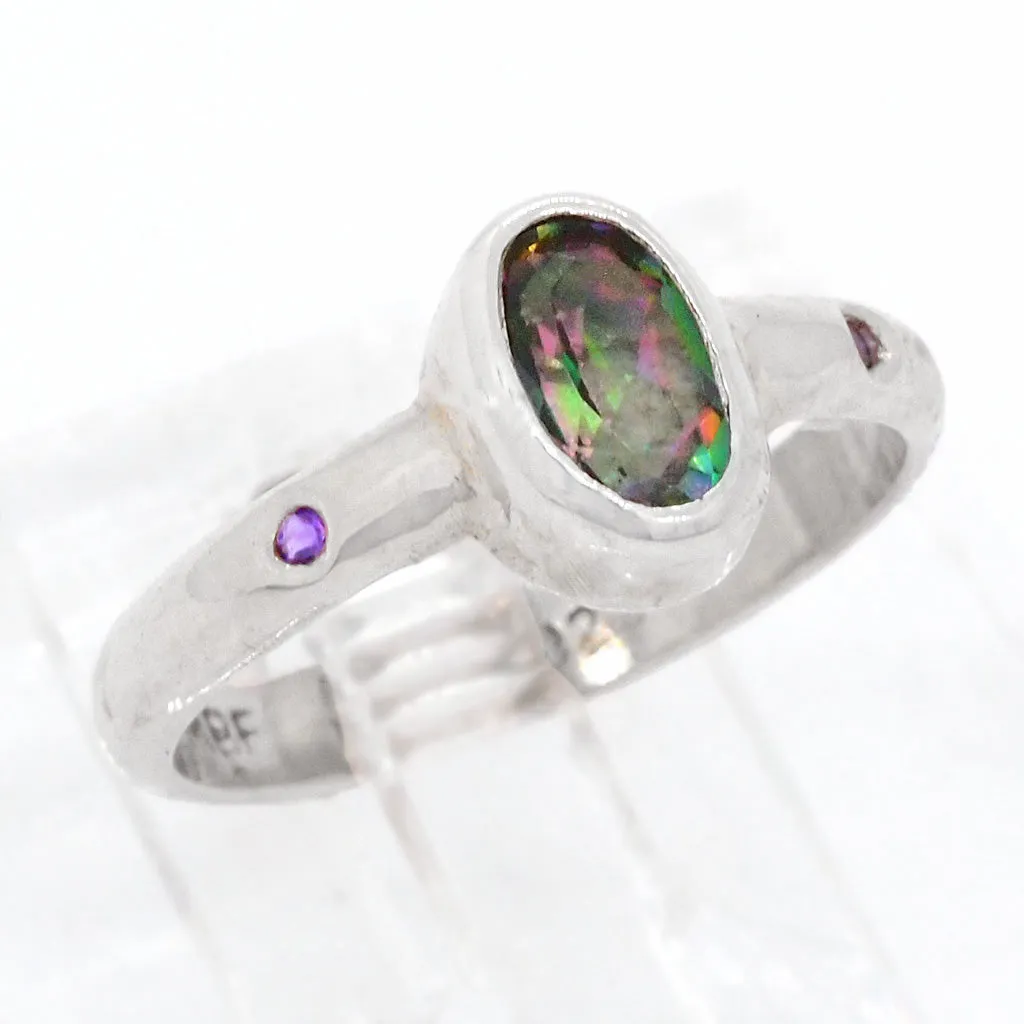 Mystic Topaz and Amethyst Ring (size 6)