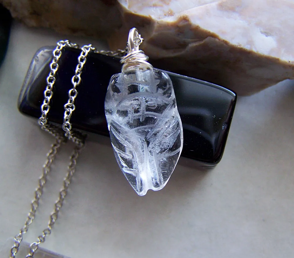 Natural Carved Quartz Crystal Cicada Pendant