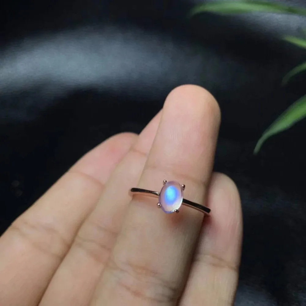 Natural Rainbow Moonstone Ring- 925 Sterling Silver - Gift for her - Promise Ring - Anniversary Ring - Wife Girlfriend Gemstone Gem Stone