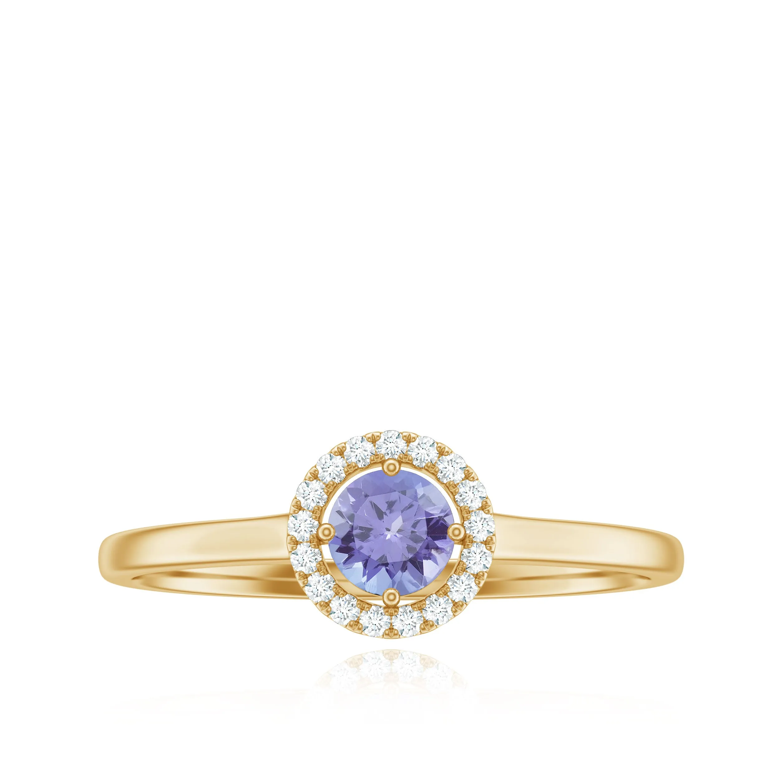 Natural Tanzanite Promise Ring with Diamond Halo