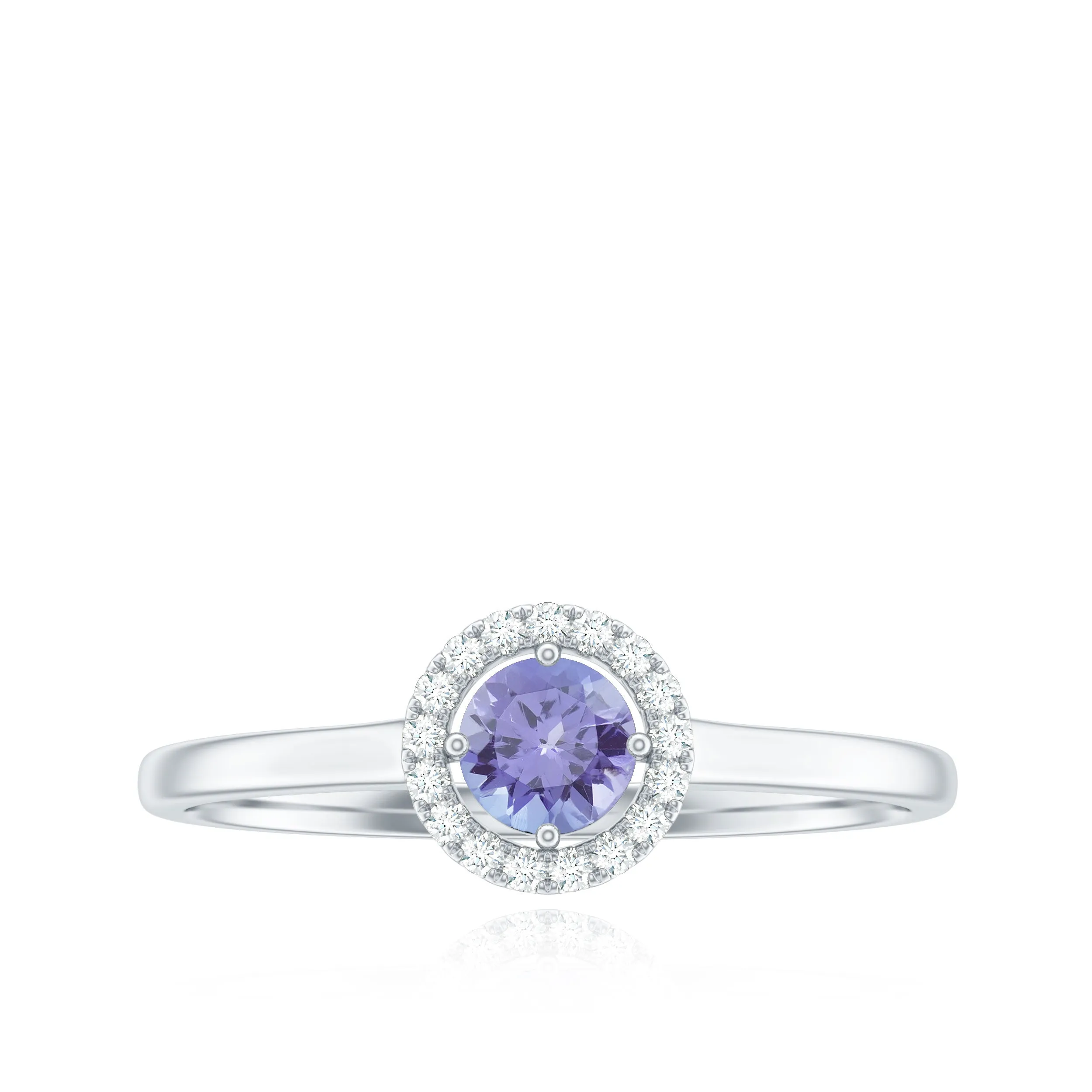 Natural Tanzanite Promise Ring with Diamond Halo