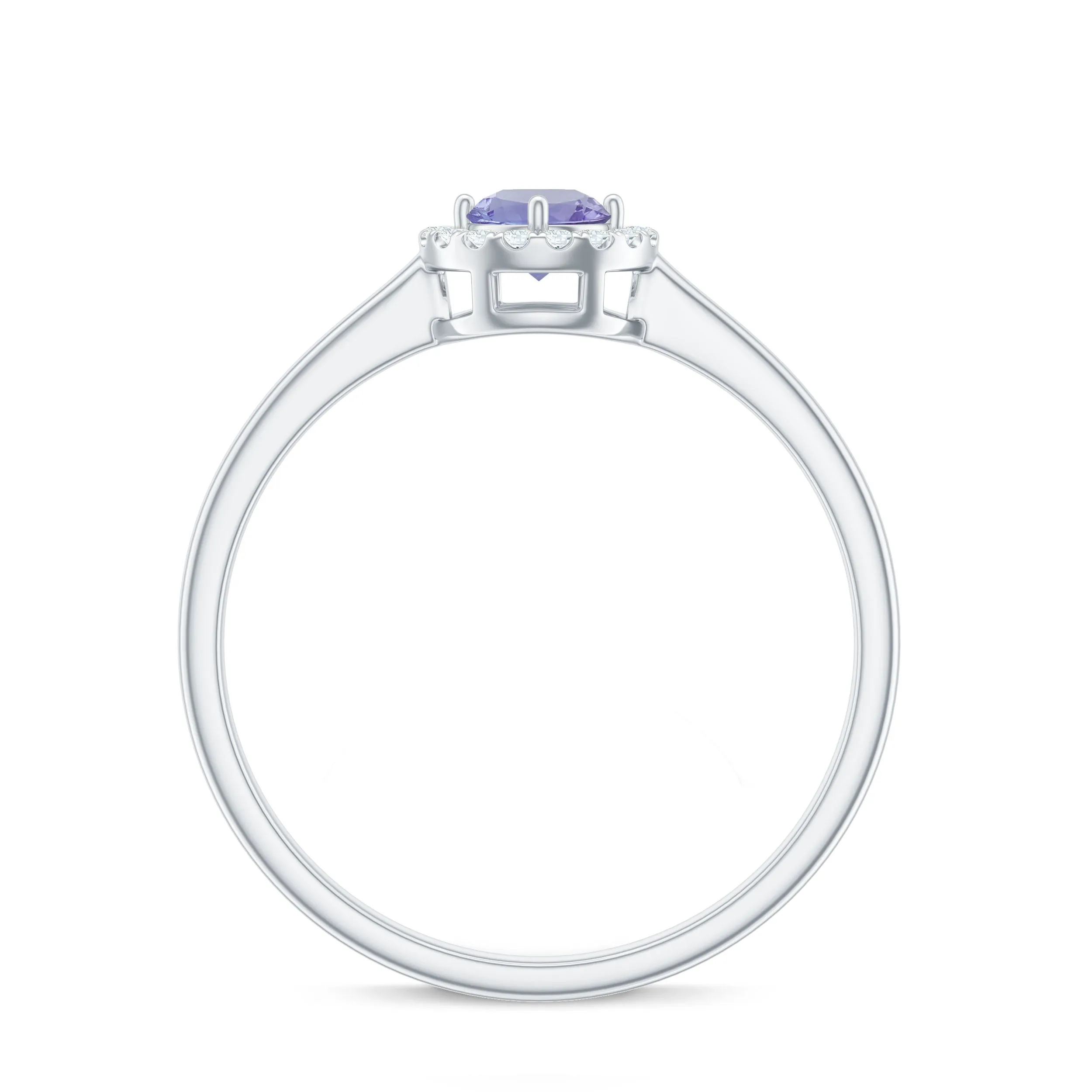 Natural Tanzanite Promise Ring with Diamond Halo