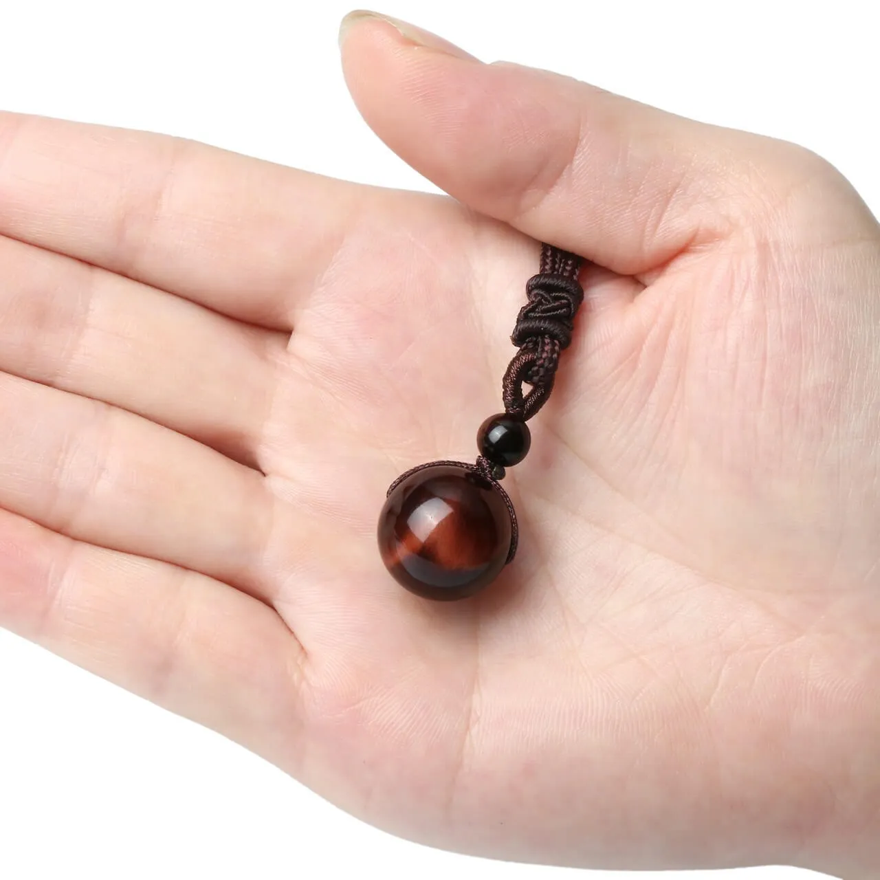 Natural Tiger Eye Lucky Blessing Protection Beads Pendant Necklace | Jovivi