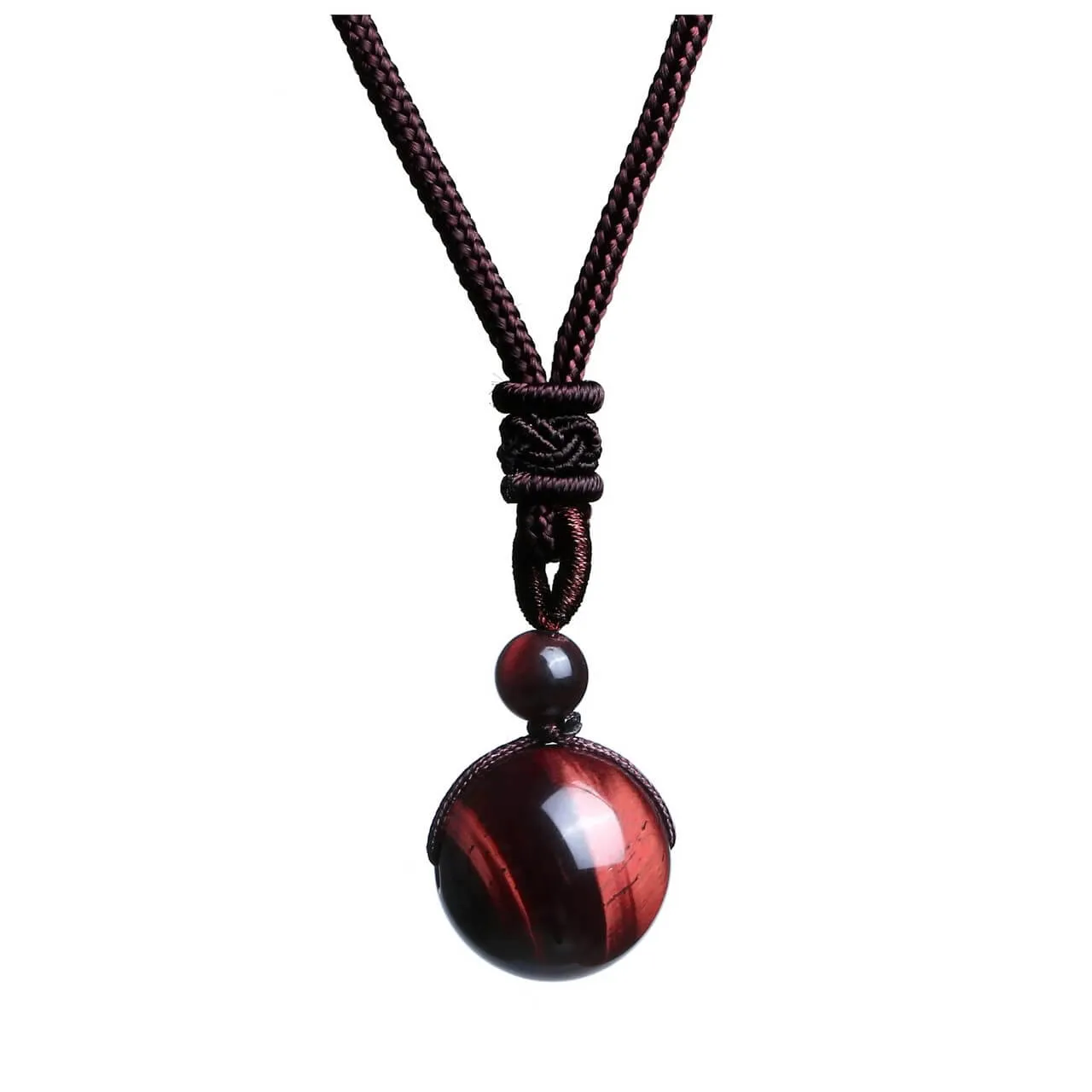 Natural Tiger Eye Lucky Blessing Protection Beads Pendant Necklace | Jovivi