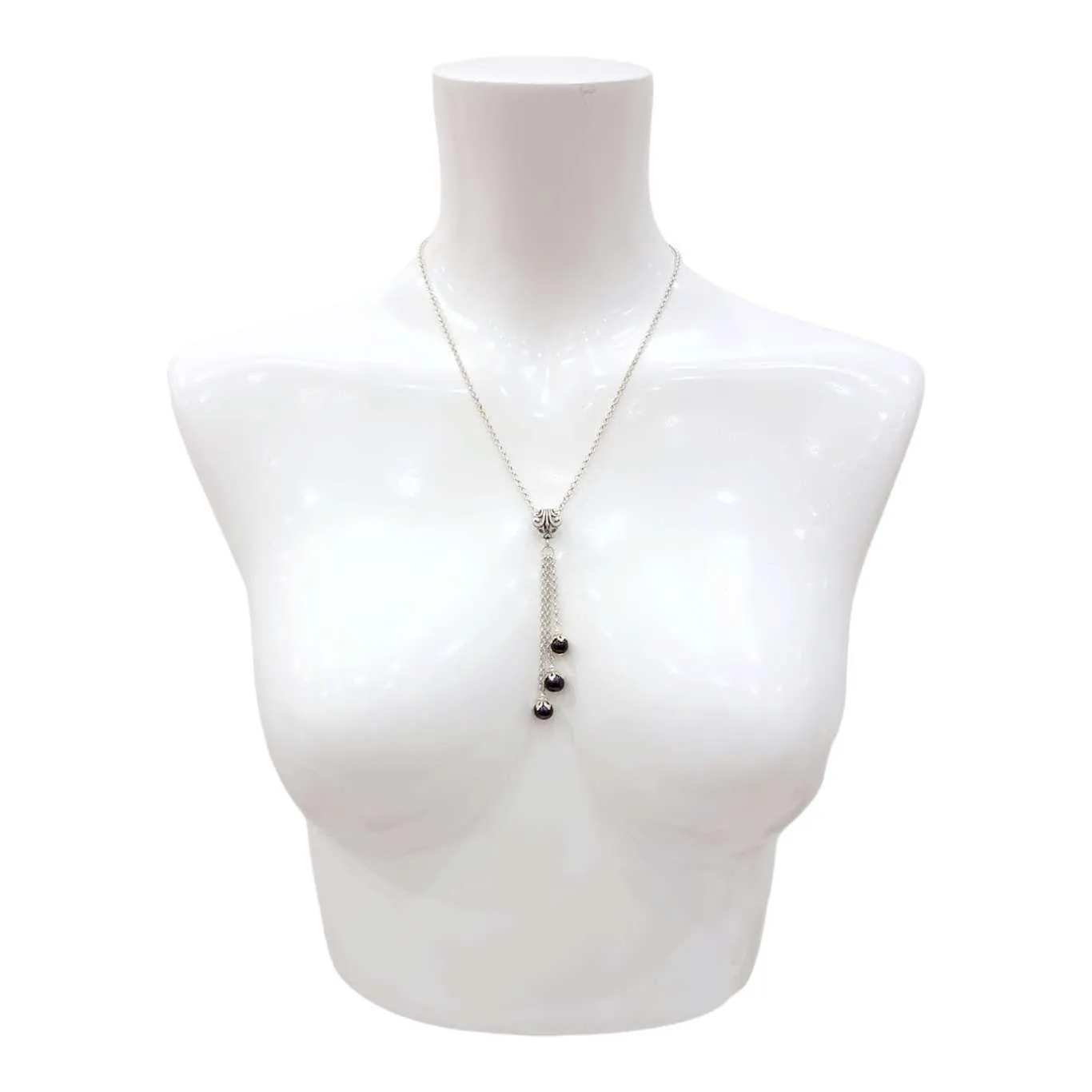 Necklace - Pearl Cascade Pendant (Black) by Tiny Aloha