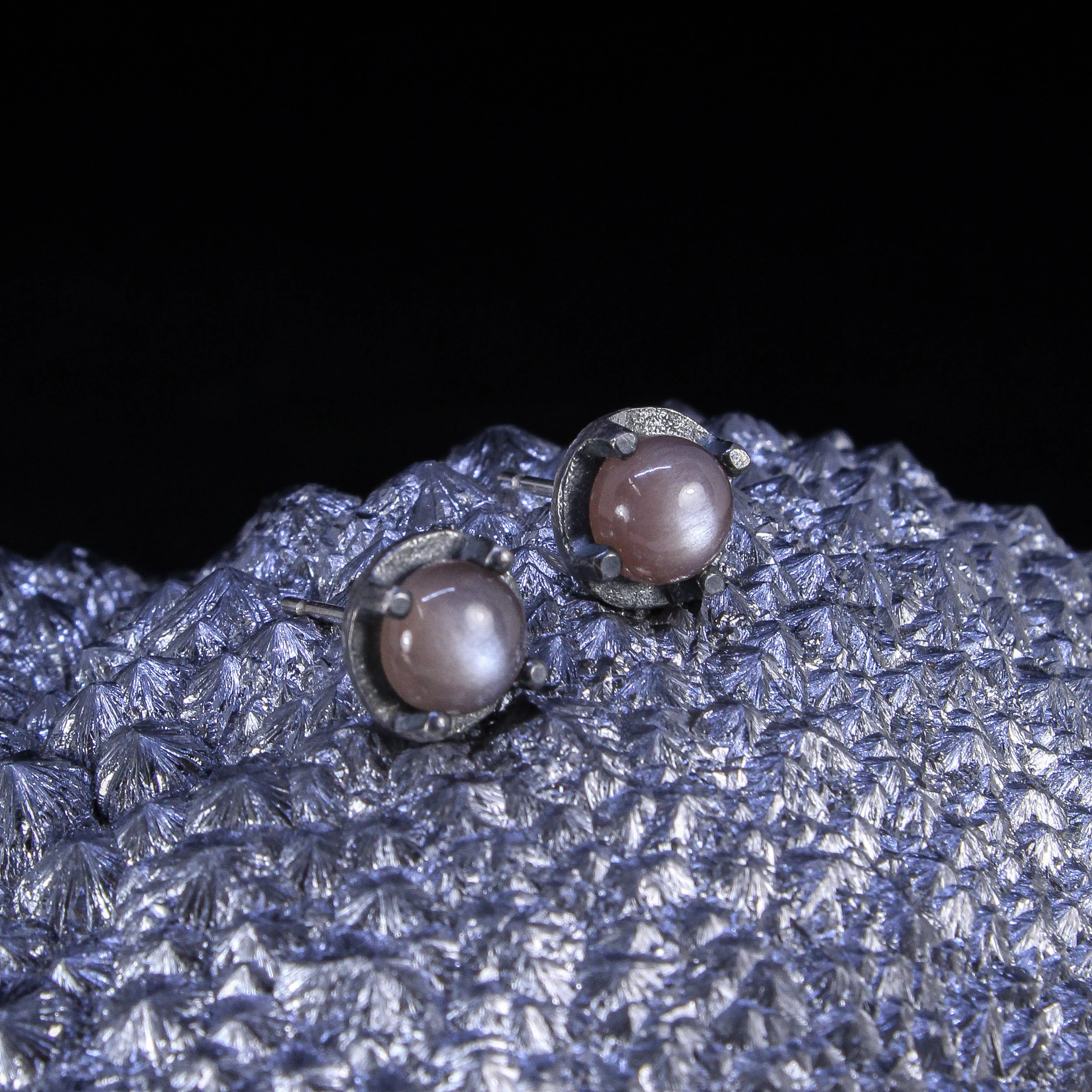 NEW! Carved 6mm Mauve Moonstone Studs by Heather Guidero