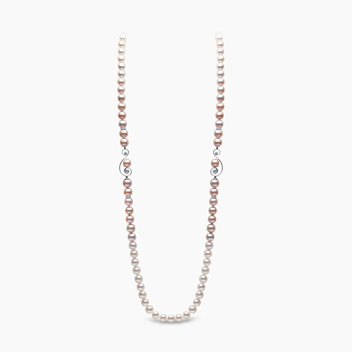 Ombré 18K Gold Akoya & Pink Freshwater Pearl and Diamond Necklace