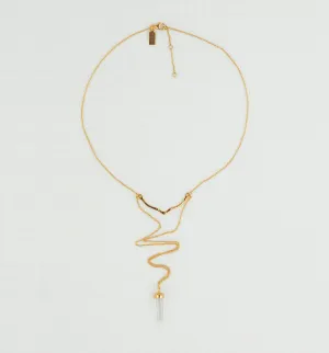 On Point Necklace In Gold And Rock Crystal