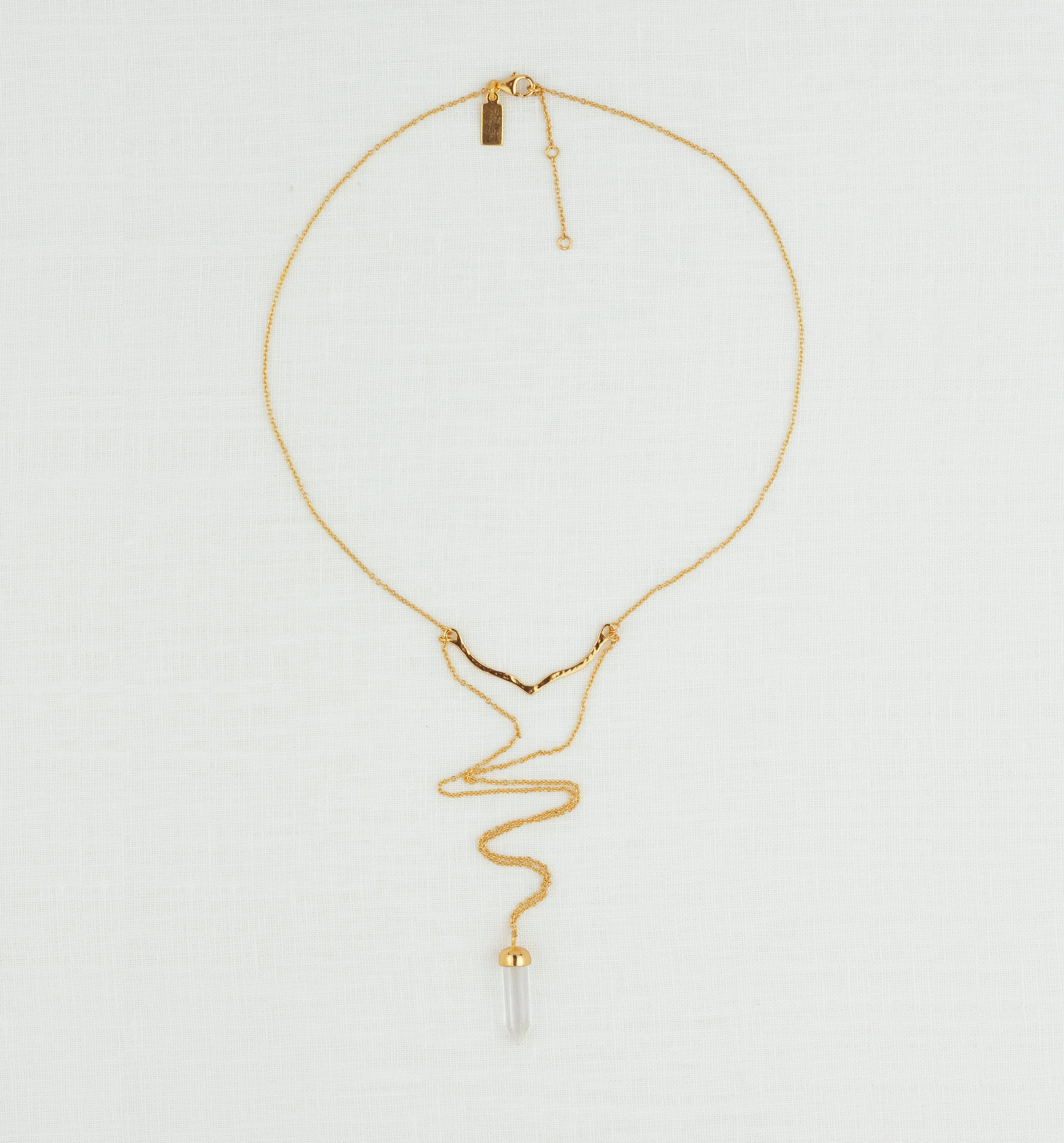 On Point Necklace In Gold And Rock Crystal