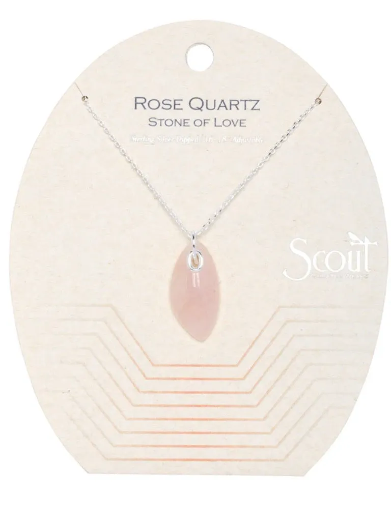 Organic Stone Necklace - Rose Quartz/Silver