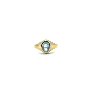 Oval Bezel Set Aquamarine Ring