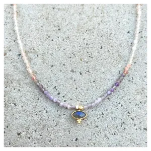 Oval Bindi Labradorite Drop Mix9 Necklace