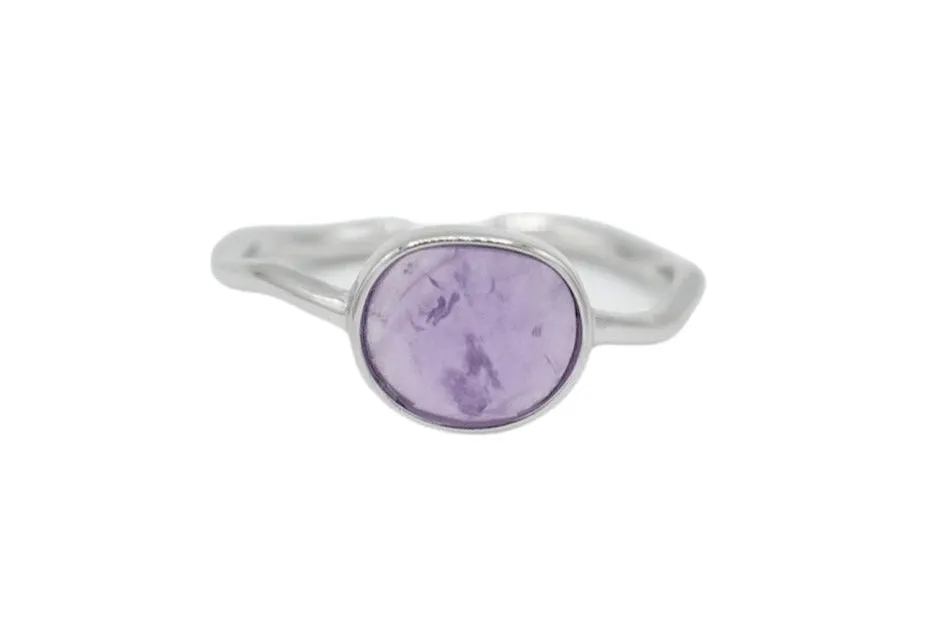 Oval Gemstone Ring Silver