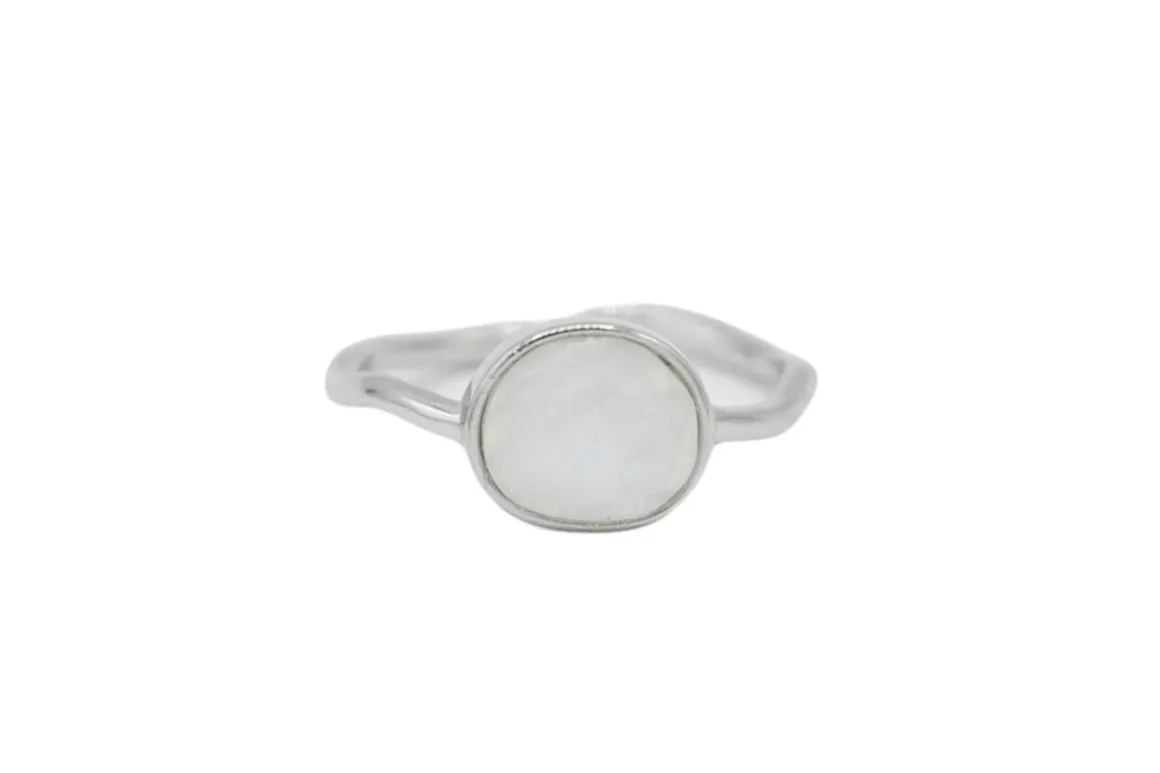 Oval Gemstone Ring Silver