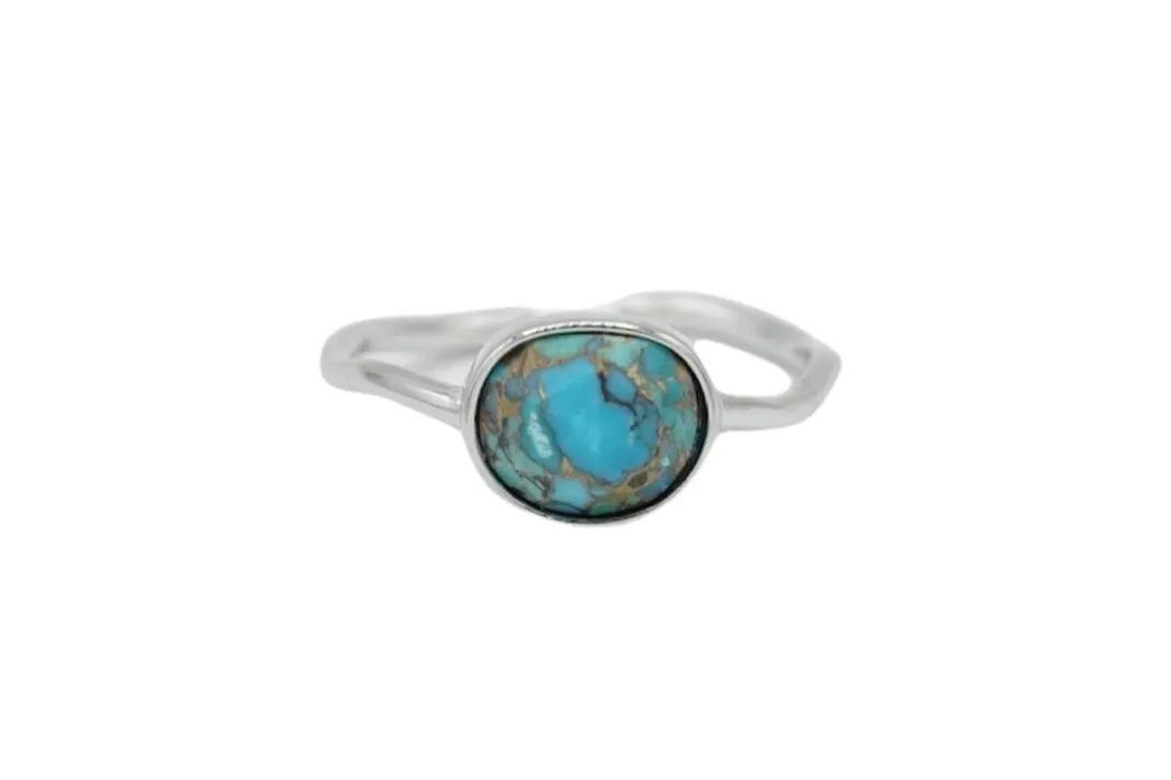 Oval Gemstone Ring Silver