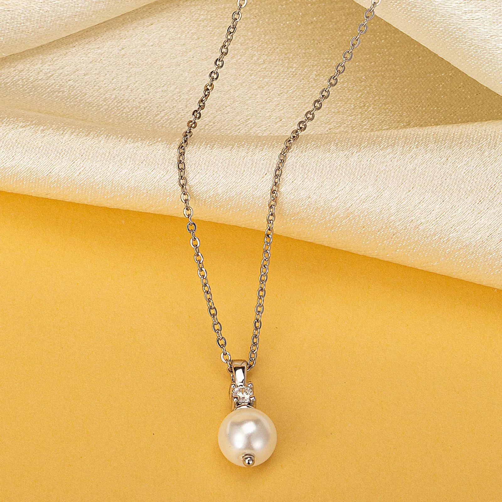 Pearl Crystal Drop Pendant Necklace