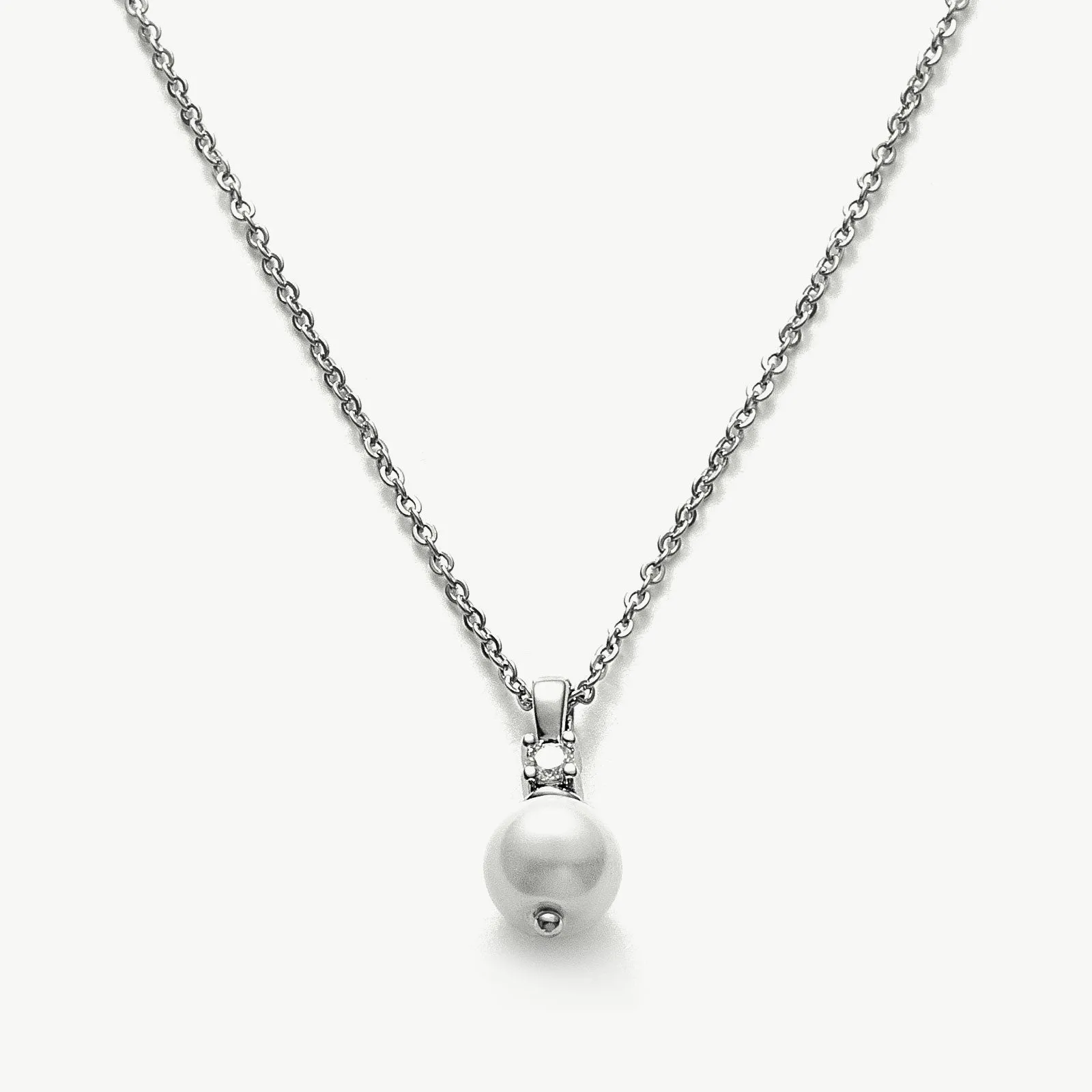 Pearl Crystal Drop Pendant Necklace