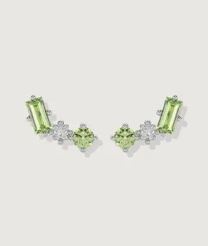 Peridot & Diamond Cluster Tri-Stud