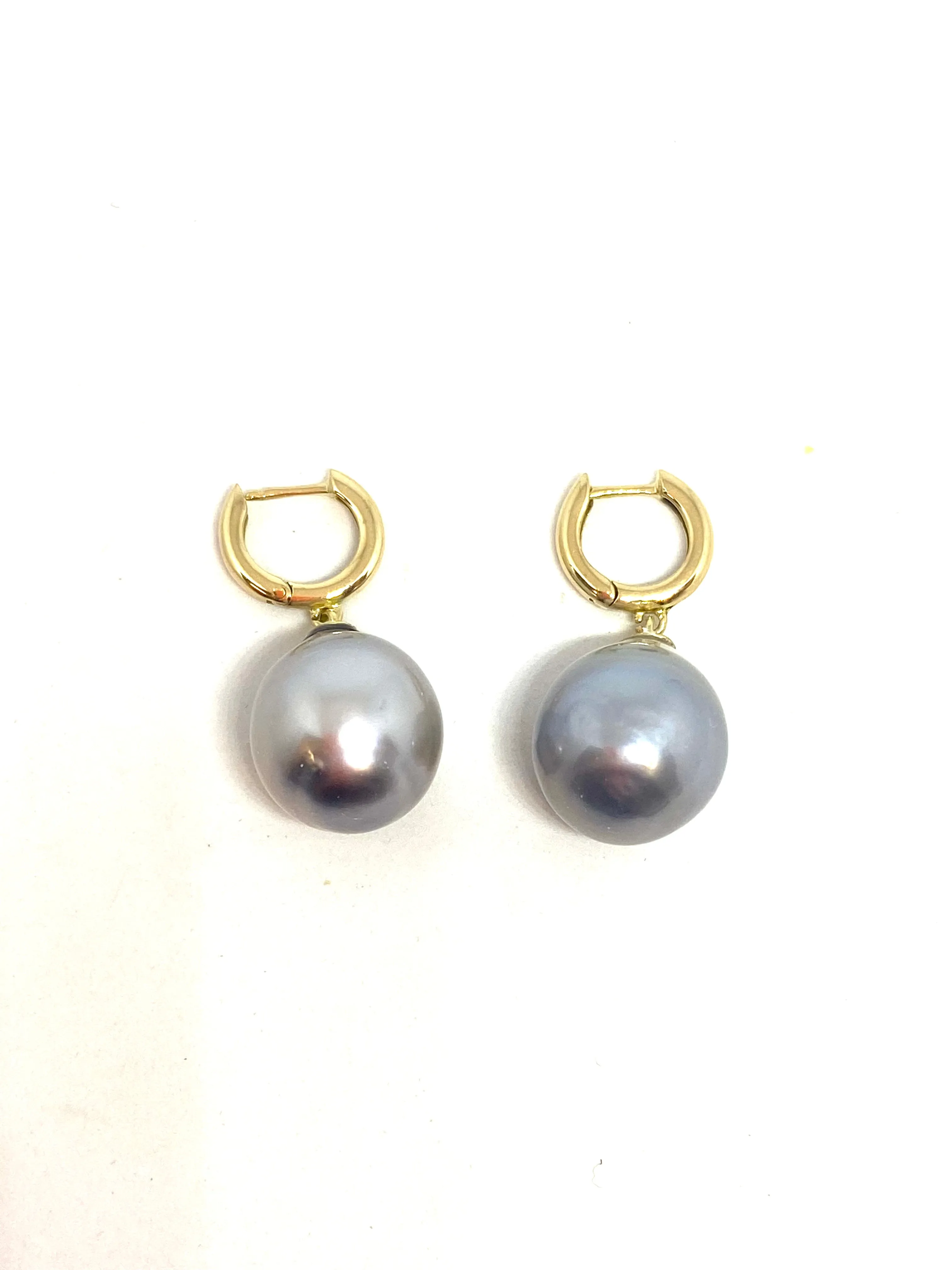 Perle by Lola Kate Huggy Hoop with Tahitian Pearl Earrings