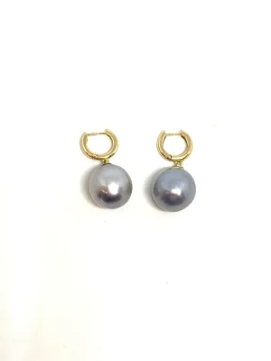 Perle by Lola Kate Huggy Hoop with Tahitian Pearl Earrings