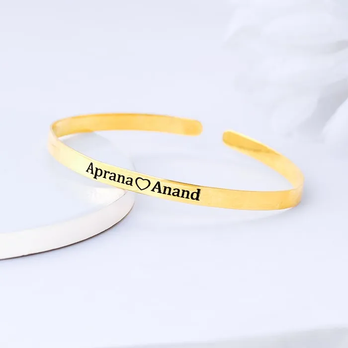 Personalised Golden Forever Together Cuff  Bracelet