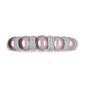 Pink Pearl & Diamond Cuff Bracelet