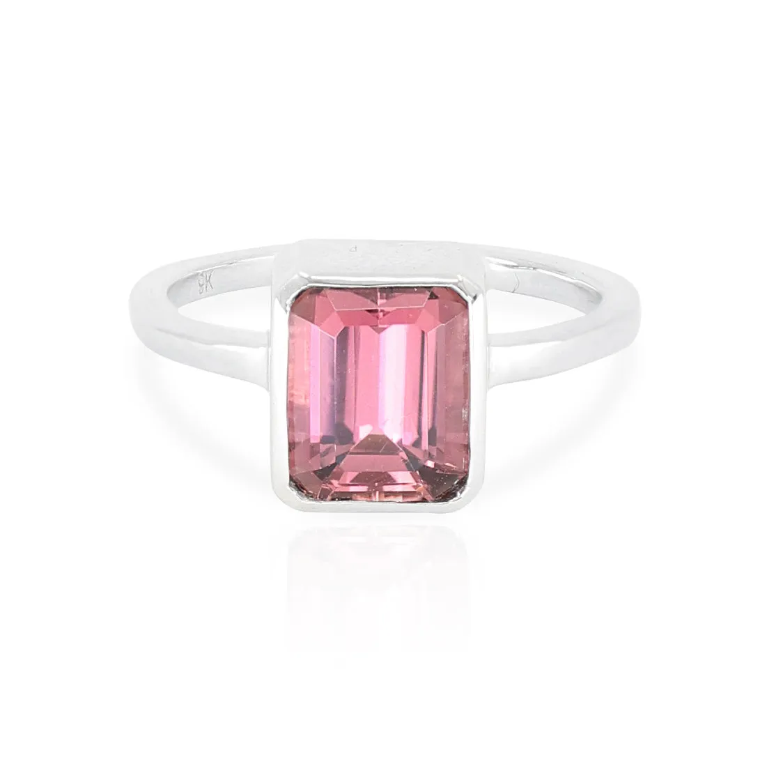 Pink Tourmaline Baguette 9K White Gold