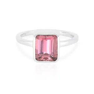 Pink Tourmaline Baguette 9K White Gold